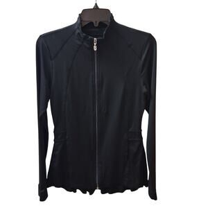 Sofibella Women Black Jacket Sun Protection Tennis Fitness Golf Tailored Fit-XS